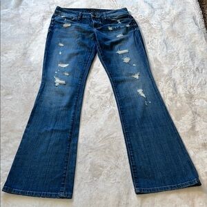 NWT! Joe's Women’s Jeans Blue Flare Wide Leg Honey Fit Denim Distressed 29X34